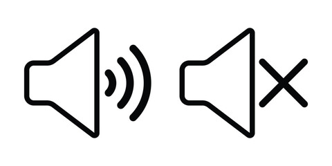 Poster - Speaker Icon. Sound Icon. An icon that increases and reduces the sound. A set of sound icons with different signal levels in a flat style. Icon showing the mute. Design eps 10