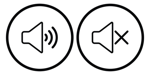 Poster - Speaker Icon. Sound Icon. An icon that increases and reduces the sound. A set of sound icons with different signal levels in a flat style. Icon showing the mute. Design eps 10