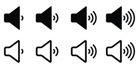 Poster - sound on off icons vector in line style . sound volume and mute icon. Volume allow and volume prohibit icon set. Sound and Mute. Volume icon set. EPS 10