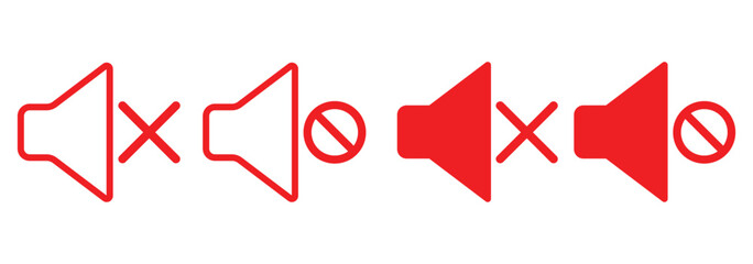 Poster - sound on off icons vector in line style . sound volume and mute icon. Volume allow and volume prohibit icon set. Sound and Mute. Volume icon set. EPS 10
