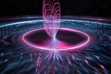 Poster - Vibrant digital visualization of energy waves and patterns in abstract circular design