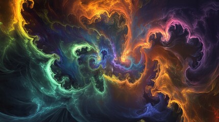 Poster - Brilliant hues blend and swirl together, creating a mesmerizing visual experience reminiscent of a cosmic nebula. The vibrant colors evoke feelings of wonder and exploration into the unknown