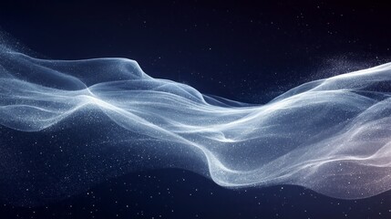 Poster - Soft, flowing waves of translucent light intertwine in a captivating display against a deep, starry night sky. This enchanting scene evokes a sense of calm and wonder