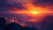 © Vader Stocker - Silhouette of Hiker at Sunset Over Vast Mountain Range