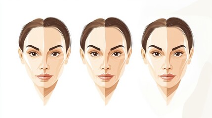 Aufkleber - Gradual skin aging and how Botox smooths wrinkles for a youthful appearance. Generative AI