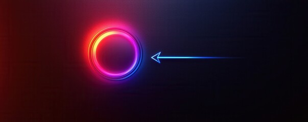 Poster - A glowing button with a colorful gradient and water droplets on surface