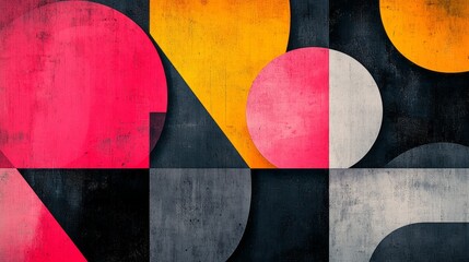 Poster - Layers of vibrant hues and dynamic forms intertwine, showcasing a masterful blend of circles and rectangles. This artwork emanates energy and creativity, inviting exploration