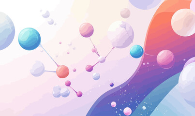 Poster - Abstract Molecule Background: 3D Atomic Structure and Scientific Illustration