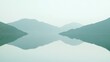 © Lion - Close-up of a mountain range reflected in a calm lake, serene and minimalist natural composition