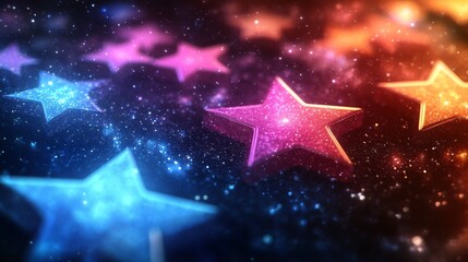 Wall Mural - a dark night sky with an abstract starry night scene, featuring twinkling pink stars, in an 8k illus