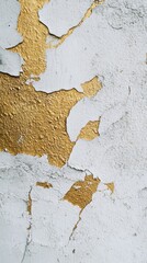Poster - Gold paint elegantly contrasts with the peeling white concrete, revealing a textured surface that speaks of time and art