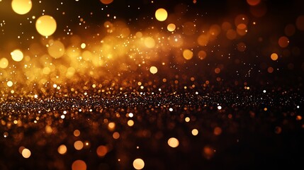 Wall Mural - golden background with bokeh. a beautiful scene of golden lighting and sparkles. black and white bac