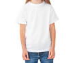 © Ievgen Skrypko - Little kid girl in white t shirt, blank template isolated on white background
