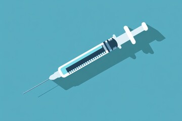 Poster - Syringe placed on a flat surface with a clear background for medical purposes and treatments. Generative AI