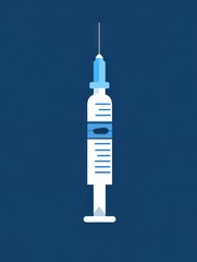 Poster - Syringe isolated on a blue background emphasizing medical usage and safety in healthcare practices. Generative AI