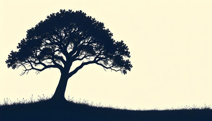 Solitary Tree Silhouette at Dusk