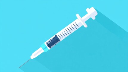 Poster - Syringe on a blue background with a focus on medical instruments for health and safety applications. Generative AI
