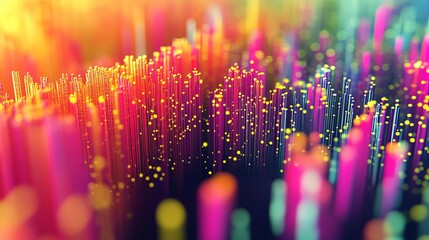 Poster - Abstract Colorful Vibrant Energy Lines Digital Art Background Design Modern Technology Illustration Futuristic Graphic Rainbow Hues Energetic Vivid   