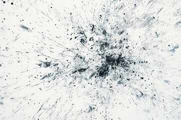 Poster - A close-up photograph of abstract ink splatters on a white background, A white background with bursts of energetic, dynamic lines