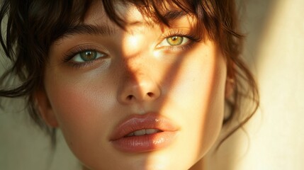 Leinwandbilder - Creative portrait of a woman showcasing modern beauty and artistic lighting in a contemporary setting. Generative AI