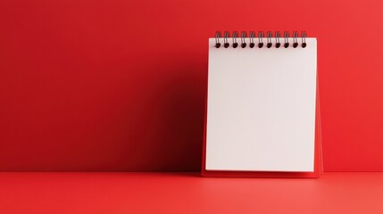 Leinwandbilder - Blank spiral notepad on red surface ready for notes and ideas in an artistic workspace. Generative AI