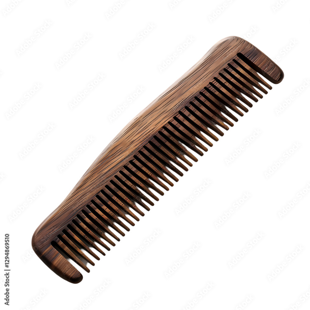 Wooden hair comb with wide teeth shown on a plain background highlighting its natural texture and craftsmanship