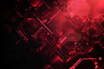 Poster - Abstract Red Digital Technology Background Futuristic Circuit Board Design Modern Graphic Technology Innovation Network Data Red Lines Pattern Elegant