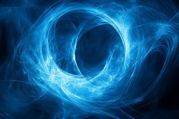 Poster - Abstract Blue Energy Swirl Fractal Art Background Digital Design Modern Technology Illustration Graphic Design Element Futuristic Background Image    