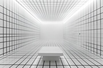 Poster - modern minimalist white room grid design interior architecture studio space clean lines geometric ab