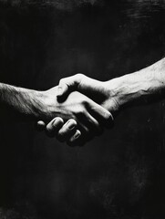 Aufkleber - Grunge style handshake between two individuals conveying unity and collaboration in a dark setting. Generative AI