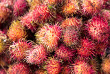 Nephelium lappaceum tropical fruit in the farmers market.