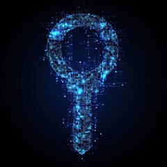 Glowing digital key. Cybersecurity concept.