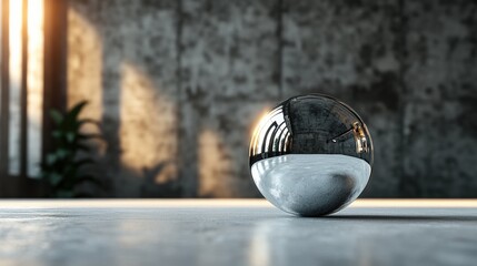 Aufkleber - Glass ball placed on a table with a bright light shining in the background creating a reflective effect