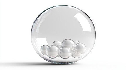 Poster - Glass egg containing three smaller eggs displayed on a reflective surface with bright lighting