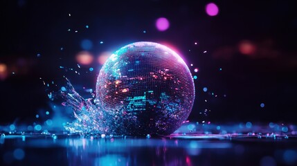 Aufkleber - disco ball wallpaper with colorful reflections and bright lights in a vibrant party setting