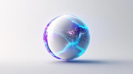 Aufkleber - Sphere with blue and purple design on a white background for creative projects and digital art