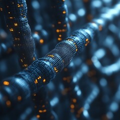 Futuristic network data flow, glowing nodes, digital background, tech concept