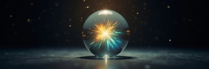 Wall Mural - generative ai crystal ball energy burst prediction future crystal ball sphere light energy blue yell