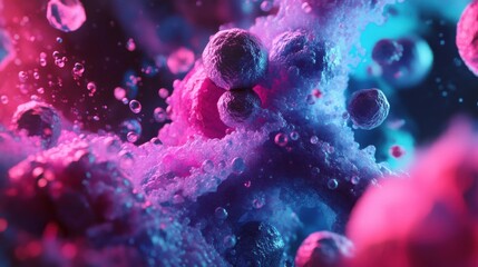 Aufkleber - Colorful Abstract Representation of Cells and Microorganisms in a Vibrant Scientific Environment