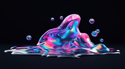 Aufkleber - Liquid splash creating dynamic shapes on a black background with high contrast and detailed texture