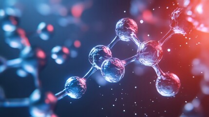 Fototapete - Microscopic view of gas particles suspended in air demonstrating molecular dynamics in a vibrant environment. Generative AI