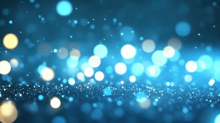 Poster - Beautiful Blue Background with Sparkling Bokeh Lights and Soft Glowing Effects for Creative Design Projects