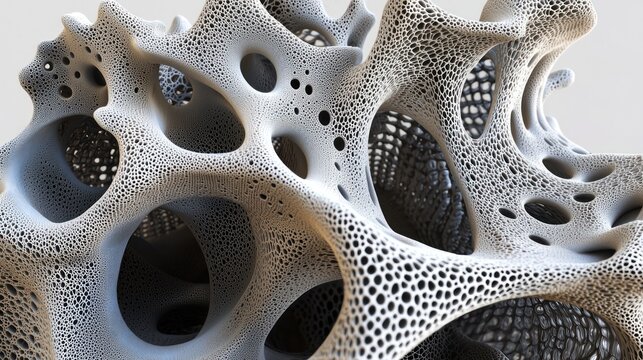 Abstract 3D rendered porous organic structure.
