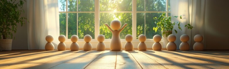 Poster - Joyful Leader in Bright Room Minimalist Illustration