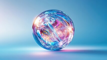 Poster - Crystal ball placed on a blue background creating a mystical and enchanting atmosphere for photography