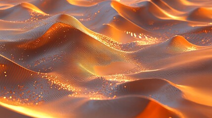 Poster - Waves of golden fabric gently undulate in warm light, creating a mesmerizing texture and depth of field