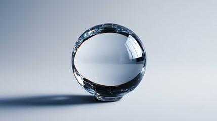 Aufkleber - Glass sphere resting on a white surface with soft lighting and reflections showcasing transparency