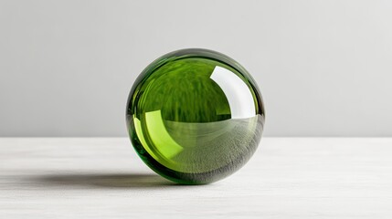 Aufkleber - Green glass vase on a wooden table with natural light illuminating the surface and surrounding area