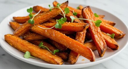 Wall Mural - deliciously roasted carrot fries for a healthy snack