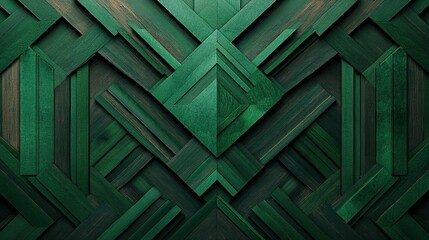 Poster - Decorative green wooden planks are arranged to create a pattern